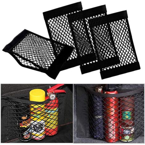 4 PCS Filet de rangement de coffre de voiture, sac de rangement de voiture, sac de rangement de voyage, sac de rangement de voiture avec velcro élastique (40x25cm) (1/5)