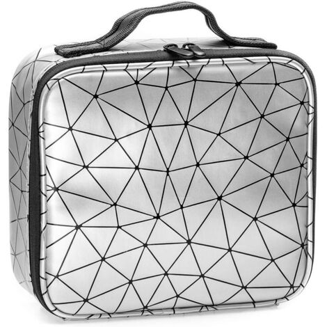 Trousse de toilette carrée portable avec cloison (argent) (1/2)