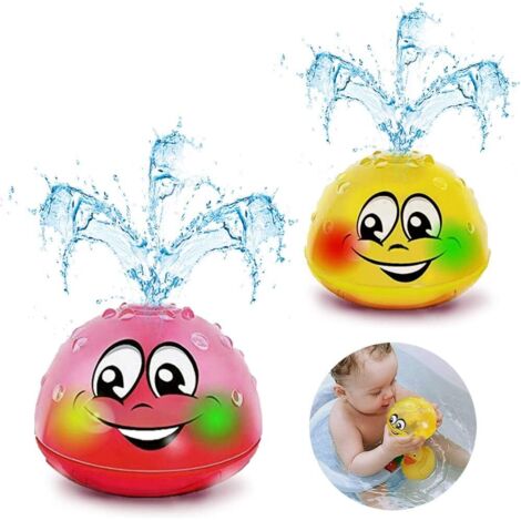Jouets de Bain, 2 x Jouet de Bain pour bébé à Jet d'eau avec et lumière Jouets pour Tout-Petits Enfants Jaune et Rose (Une Paire)