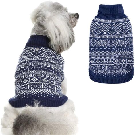 Pull d'hiver chaud pour chien Laojie (S, bleu marine) (1/4)