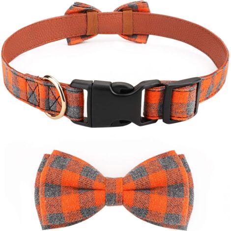 Collier noeud papillon ajustable doux et confortable pour chien (L, orange) (1/3)