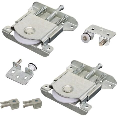 Lot de 2 Pièces de Porte Coulissantes pour Armoire Wheels Runners Guides Roulements à Bille Coulissant Pièces Nylon Armoire Ensemble de Roulette de Porte pour Placard Armoire Cabinet (1/5)