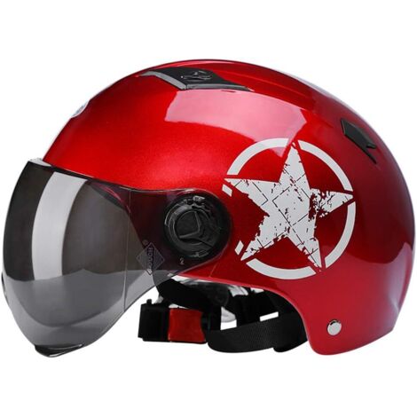 Casque électrique Adulte De Vélo, Casque De Vélo De Protection Amovible, Remplacement du Pare-Soleil Amovible, Casque De Vélo De Route De Montagne Réglable pour Hommes Et Femmes Adultes-Rouge