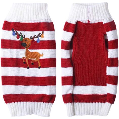 Pull de Noël à rayures pour chien de renne (XS, rouge) (1/4)