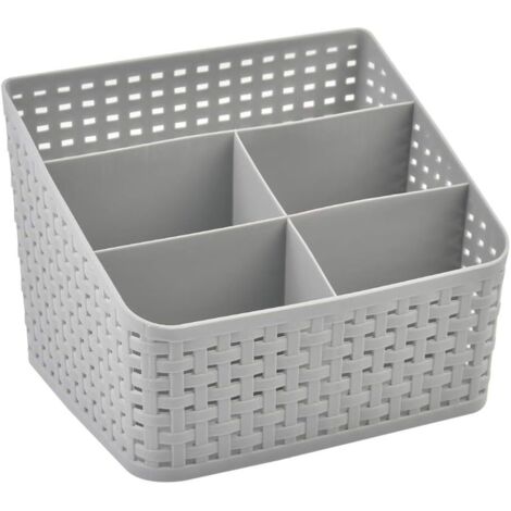 Panier de rangement - Boîte de rangement polyvalente pour boîte à cosmétiques Boîte de tri pour le maquillage en plastique avec 5 compartiments pour la maison (Gris) (1/5)