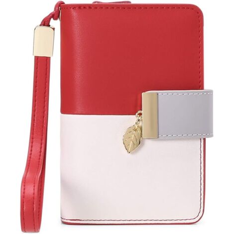 Portefeuille en cuir pour femme avec protection RFID, avec pendentif feuille (1/2)