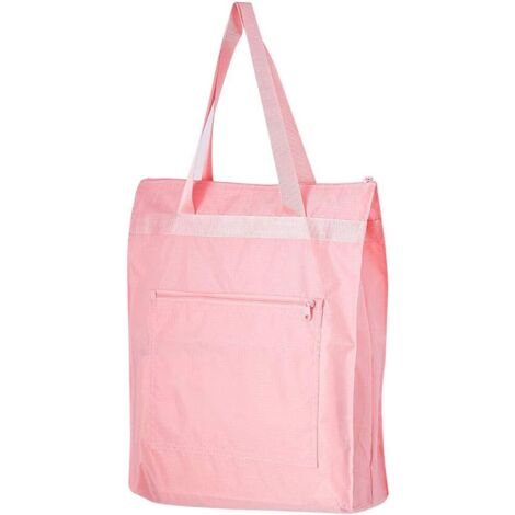 Grand sac à provisions pliable imperméable (rose) (1/2)