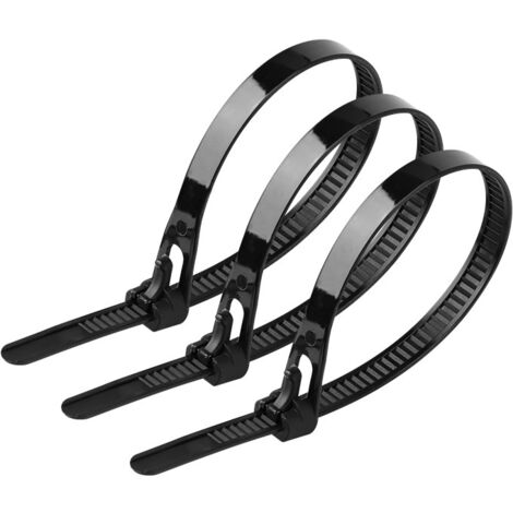 [Lot de 100] Attaches de Câble Réutilisables, Nylon Ultra Résistant Serre Câble Flexible Zip Cable Ties avec Slipknot(Noir) (1/5)