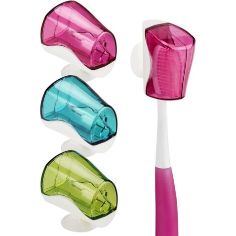 Porte-brosse à dents mural portable 3 pièces avec ventouse de voyage (1/2)