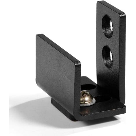 Quincaillerie fixée au mur avec guide de porte de grange coulissante en acier au carbone noir pour guidage au sol pour usage intensif avec vis (1/5)
