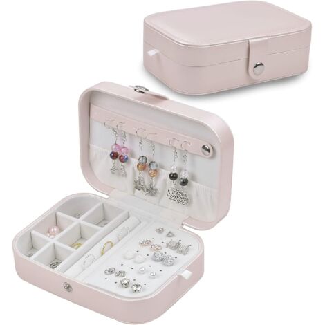 Boîte-cadeau de bijoux en cuir Boîte de rangement de bijoux (Rose) (1/3)