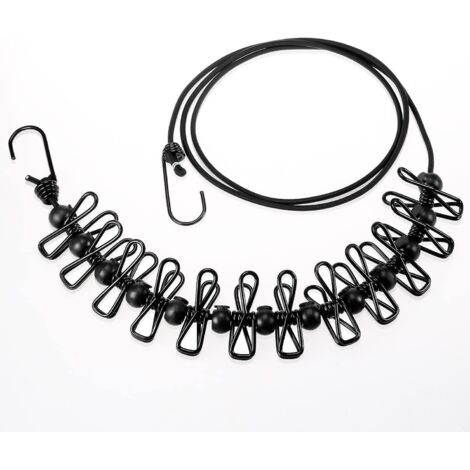 Cordon de lin portable avec 12 clips, réglable et résistant, adapté aux voyages en plein air et au camping (1/3)