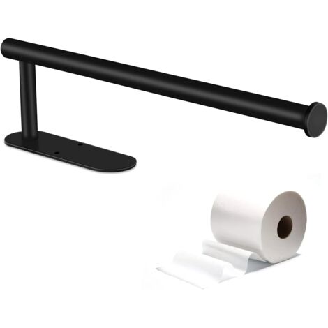 SUS304 - Porte-rouleau de cuisine, 2 en 1, porte-serviettes en papier, autocollant mural ou perforé, porte-serviettes en papier de cuisine, pour cuisine, salle de bain noir (1/5)