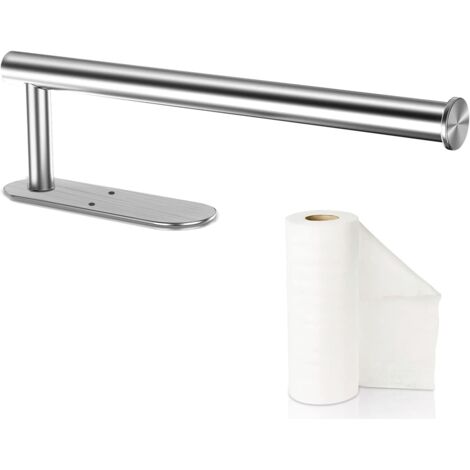 SUS304 Porte-rouleau de cuisine, 2 en 1, porte-serviettes en papier, autocollant mural ou perforé, porte-serviettes en papier de cuisine, pour cuisine, salle de bain argent