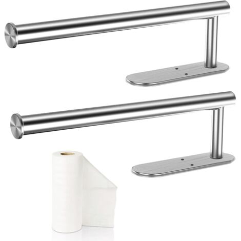 SUS304 - 2pcs porte-rouleau de cuisine, 2 en 1, porte-serviettes en papier, autocollant mural ou perforé, porte-serviettes en papier de cuisine, pour cuisine, salle de bain argent (1/5)