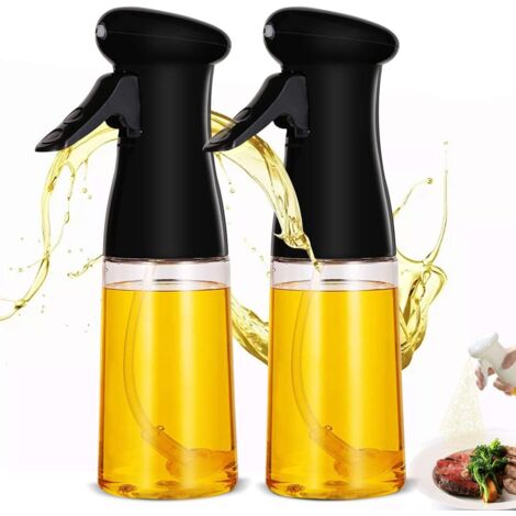 Distributeur d'huile de cuisine 2 pièces, vaporisateur d'huile, 210 ml, distributeur d'huile d'olive pour la cuisson, le barbecue, le rôtissage, la cuisson (noir) (1/5)