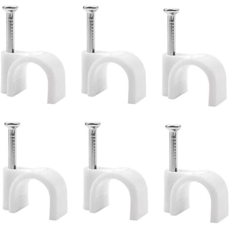 Lot de 100 clips ronds en acier pour organiser les cables électriques et les cables TV (1/4)