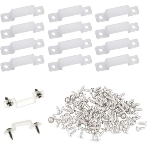 100 Pièces Clips de Bande Lumineuse,Connecteur Clip de Fixation en Silicone, Clips de Fixation pour LED avec 200 Pièces Vis (1/4)