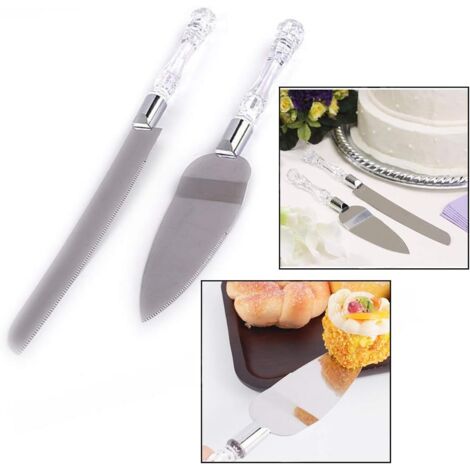 2 Piece Spatules à Patisserie Couteau à Gateau, Ensemble de Couverts à Gateau en Acier Inoxydable Couteau et Pelle de Service pour Anniversaire de Mariage