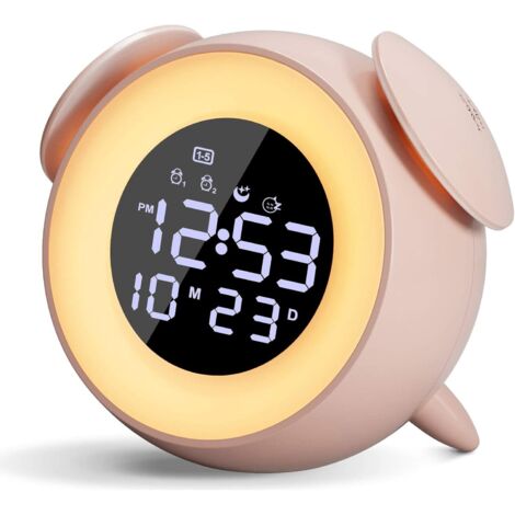 Réveil Lumineux,Reveil Enfant LED Lampe de Chevet,Simulation du Lever&Coucher De Soleil,avec Touch Control Fonction Snooze Alimenté par USB,Lampes de réveil pour Chambre à Coucher(la batterie n'est pa (1/4)