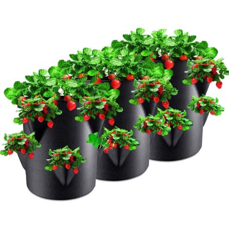 3 Pièces Plantes Sac de Croissance,Sac pour Plantes de 7 gallons avec Rabat et Poignées,Pots en Tissu Non-tissé pour Fraise/Pomme de Terre/Tomate/Fleurégumes