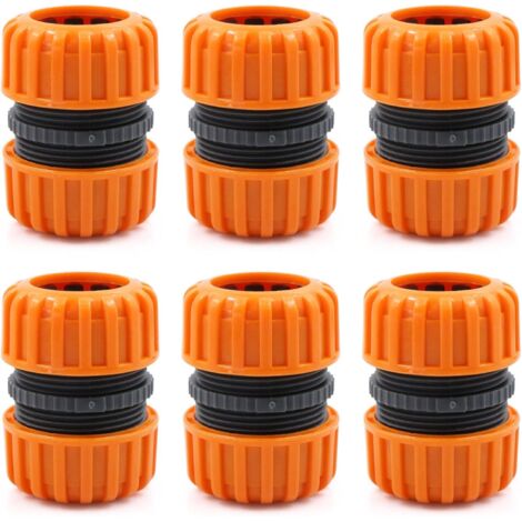 Kit de réparation de tuyau d'arrosage - 6 pièces pour raccorder 19 mm (3/4"), pour un raccordement facile et rapide ou un tuyau de réparation sans outils, jaune (1/5)