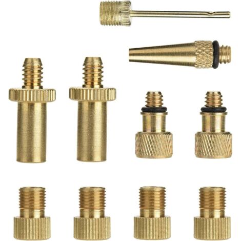 10 Pièces Vélo Pompe Valve Adaptateurs Soupape de Vélo Vélo Valve Connecteurs Bicyclette Transformateur Adaptateur Raccord De Pompe Balles Ballon de Aiguille (1/4)