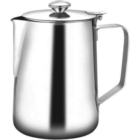 Pot à Lait Moussant Tasse à Café en Acier Inoxydable de Grande Capacité Avec un Couvercle-1500ML (1/5)