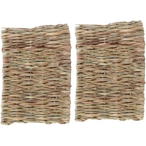 Tapis de gazon naturel tissé à la main d'animaux Tapis de gazon naturel tissé à la main sans danger pour les petits animaux-2 pièces