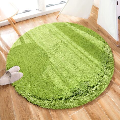 Tapis de Salon Moderne, décoration de la Maison, Tapis de Chambre en Velours Rond en Peluche Super Doux, Tapis d'intérieur Doux et Moelleux (Vert, 120x120 cm) (1/4)