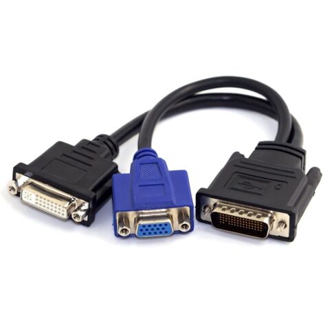 Câble d'extension DMS-59 mâle vers DVI 24 + 5 femelle et VGA RG 15 broches femelle 15 cm (1/5)