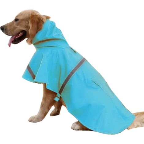 Poncho à capuche réfléchissant ajustable pour chien (Lake Blue S) (1/3)