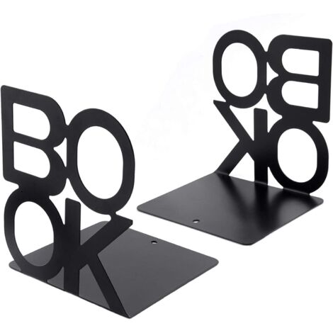 1 Paire Bureau Bookends Métal Livre Ends Lettre Motif Livre Support Support Pour Tablettes Bureau Dcor Book Rack Pour Les Livres, Dvd, Jeux Vidéo, Fournitures de Bureau Magazine (le noir) (1/5)