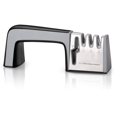 Aiguiseur Couteaux Professionnel, Aiguiseur Couteaux 4 en 1, Affûteurs Manuels Knife Sharpener pour Couteaux de Cuisine, Aiguiseur Conteaux Ciseaux avec Base Anti-dérapante (1/5)