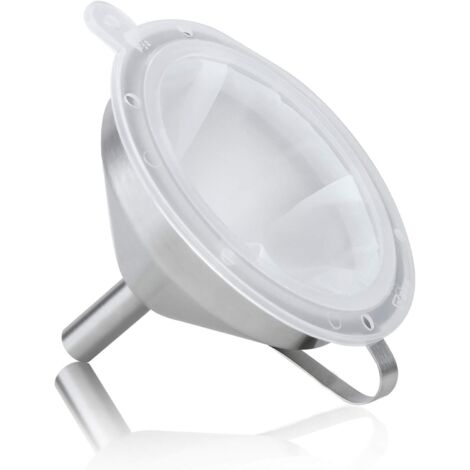 Entonnoir en Acier Inoxydable de 5 Pouces et Filtre à 300 Mailles, Entonnoir avec poignée pour Le Transfert d'ingrédients liquides, Entonnoir à Tamis de Cuisine, Tube de Remplissage d'environ, (1/3)