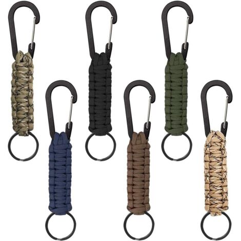 Porte-clés Paracord, 6 Pcs Porte-clés Exquis et Durable Cordon Tressé Anneau Crochet Clip pour Randonnée Voyage, (1/5)