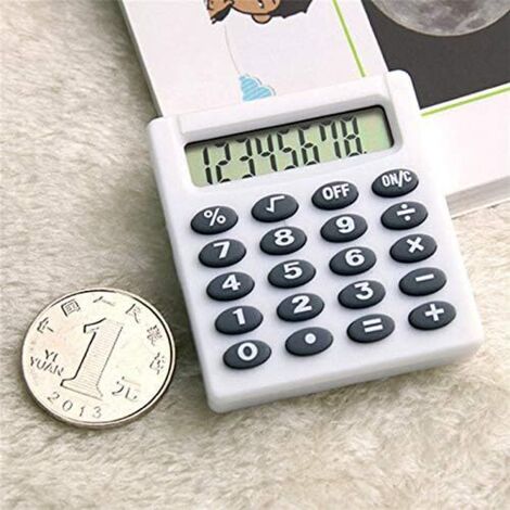 Calculatrice de poche, 1 PC 8 chiffres électronique, mini calculatrice portable pour l'enseignement des mathématiques au quotidien ou au bureau (Blanc), (1/5)