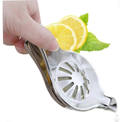 Presse-citron manuel en acier inoxydable avec bec verseur, presse-agrumes portable pour citrons, oranges et grenades. (1/5)
