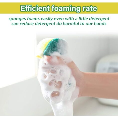 10 éponges, à Toute épreuve Double Face à frotter, Lavable, Microfibre, éponge grattante multi-usage pour usage intensif, pour Cuisine, Chambre à Coucher, Garage, Salle de Bain, Salon, (1/4)