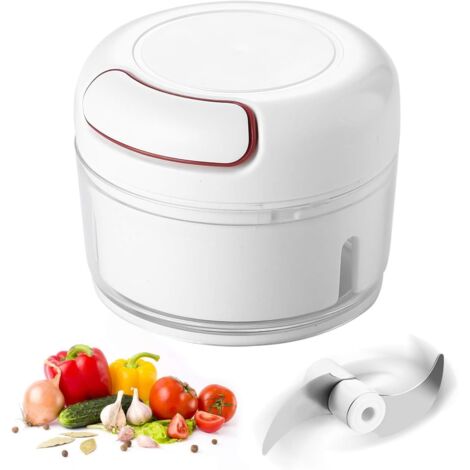 Hachoir à l'ail Handheld avec 2 Lames Tranchantes Mini Presse Broyeur à ail Manuel pour Oignons/Poivrons/Carottes/ail 200 ml (1/5)