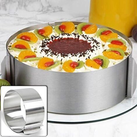 Moule Cercle à Cake de Dessert Emporte-Pièces en Acier Inoxydable Bague Réglable Cercle Patisserie Reglable Cercle Gateau Extensible Moulle Gateau Rond 16 à 30 cm/ 6 à 12 inch