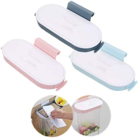 3 pcs Support pour Sac Poubelle de Cuisine, Armoire de Cuisine Porte-Sac Poubelle Poubelle Cuisine encastrable Porte, Porte-ordures Au-Dessus du Panier de Porte de l'armoire Support de Sac Poubelle (1/4)