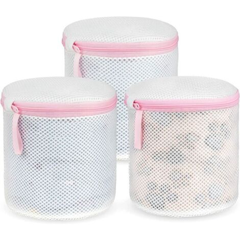 Filet Linge Machine à Laver, 3PCS Sac à Linge Cylindrique avec Fermeture Eclair pour Le Lavage De Machine, Filets à Lavage Réutilisation pour Blouse, Bas, Dessous, Soutien-gorge, Lingerie, (1/5)