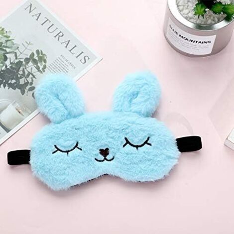 dressfan Mignon 3D moelleux masque pour les yeux des animaux pour dormir dormir respirant bande dessinée masque de sommeil bande dessinée enfants adultes femme-Bleu, (1/3)