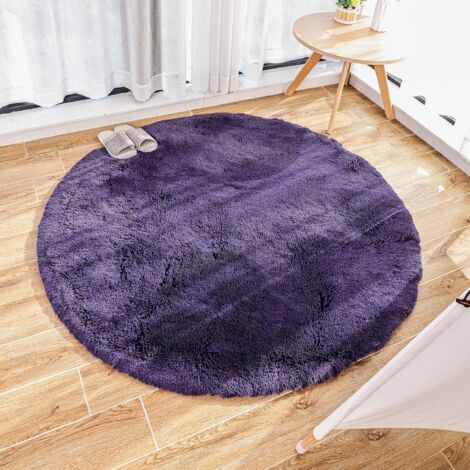 Tapis de Salon Moderne, décoration de la Maison, Tapis de Chambre en Velours Rond en Peluche Super Doux, Tapis d'intérieur Doux et Moelleux (Violet, 120x120 cm) (1/4)