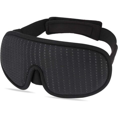 Masque de Nuit, Masque de Sommeil 3D, Respirant Ultra-Douce en Mousse à Mémoire, 100% Bloquant Lumière, pour Femmes et Hommes, en Train, en Avion, au Bureau, en Voyage, en Mission - Noir, (1/4)
