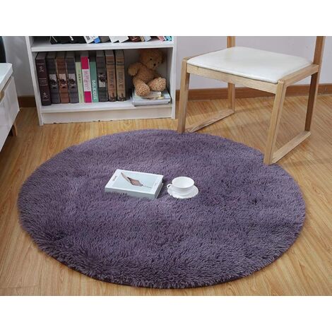 Tapis de Salon Moderne, décoration de la Maison, Tapis de Chambre en Velours Rond en Peluche Super Doux, Tapis d'intérieur Doux et Moelleux (Violet, 120x120 cm) (1/4)
