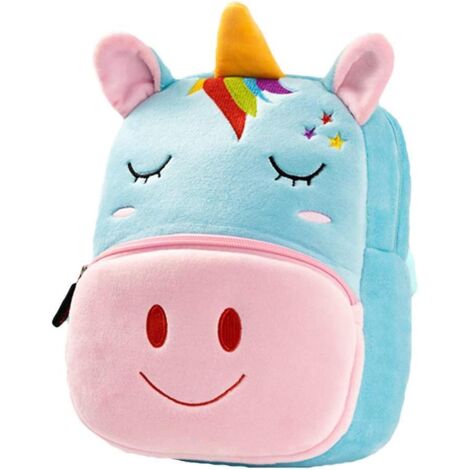 Short Peluche Tissu Enfants Sac à dos Fournitures scolaires Sac d’école Pour garçons Filles Sac de jour pour voyage, (1/2)