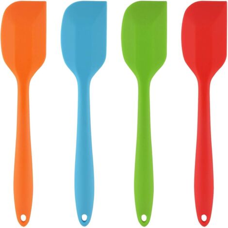 Spatules en Silicone, Ustensiles en Silicone, Résistant à la Chaleur de Anti-adhé Non Toxiques sans BPA, Outil de Cuisson Patisserie, Set de 4, (1/2)