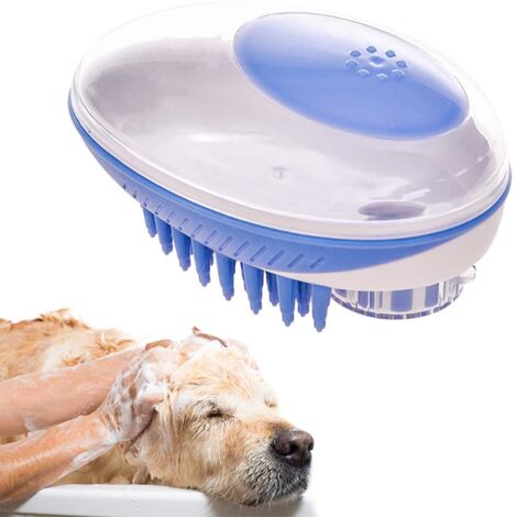 Brosse pour chien, brosse pour chat, brosse de bain pour animaux de compagnie, caoutchouc souple avec poils en silicone extra doux, brosse de massage, (1/5)